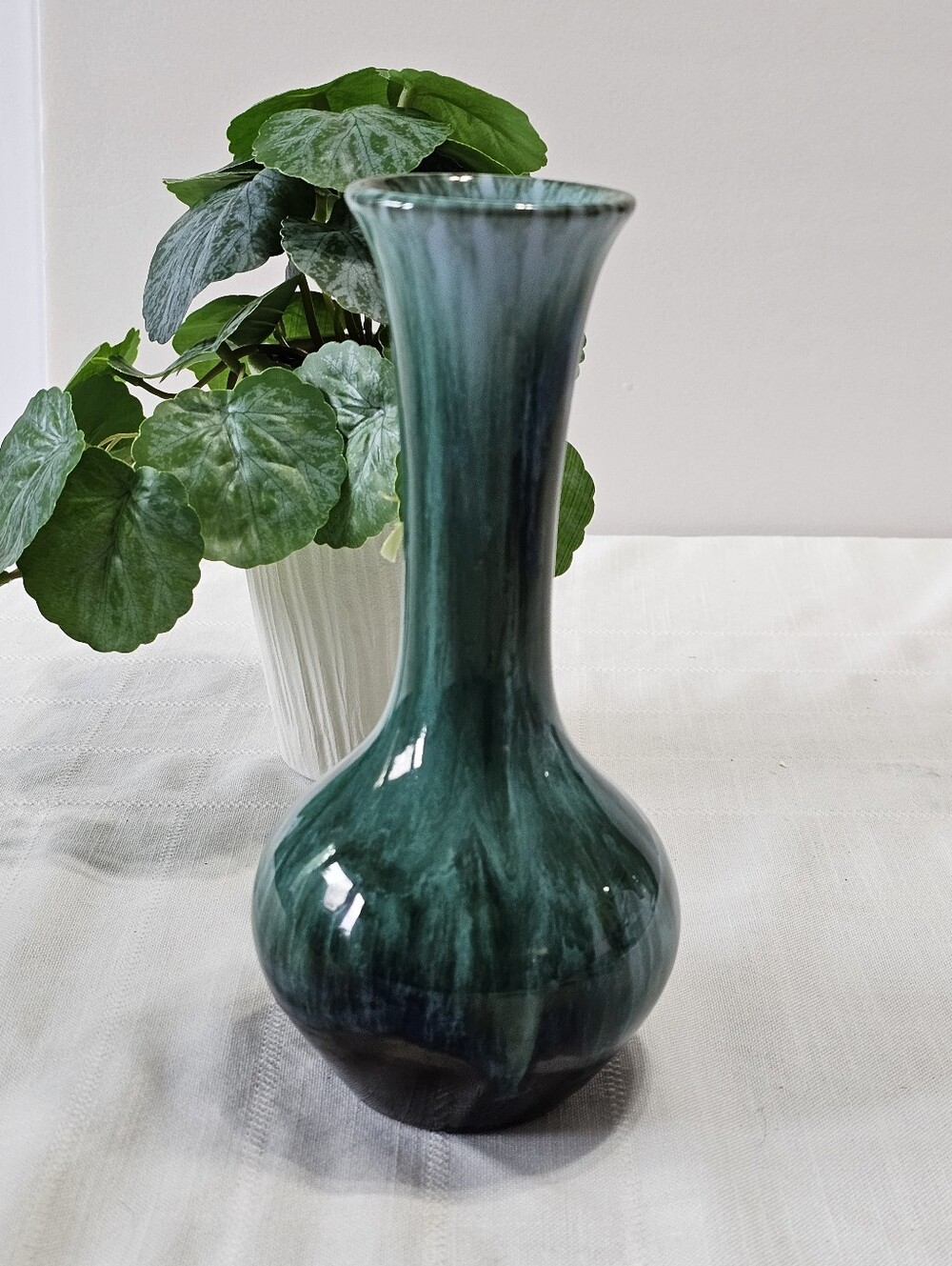 Vintage Blue Mountain Pottery Bud Vase Green Drip Glaze 9” Canada